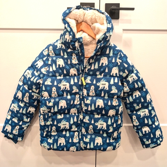 Gymboree Other - GYMBOREE boys polar bear print fleece lined hooded puffer coat size 12